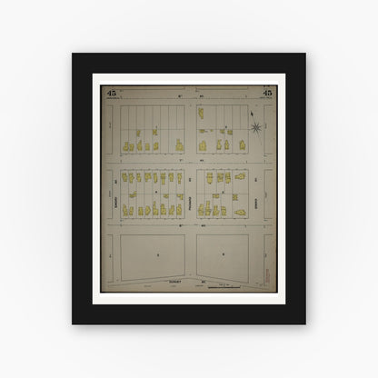 Old map wall art mockup — black gallery frame with white mat — Sanborn Fire Insurance Map from New Jersey Coast, New Jersey Coast, New Jersey (1890), Sheet #0045