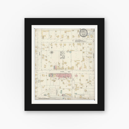 Old map wall art mockup — black gallery frame with white mat — Sanborn Fire Insurance Map from Paw Paw, Lee County, Illinois (1897) - Complete Map Set