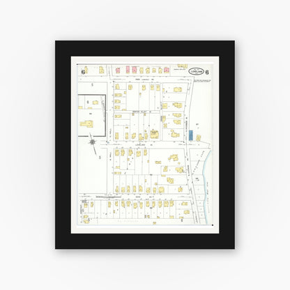 Old map wall art mockup — black gallery frame with white mat — Sanborn Fire Insurance Map from Loveland, Clermont, Hamilton, And Warren County, Ohio (1923), Sheet #0006