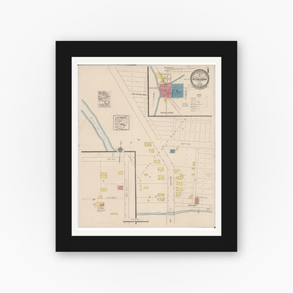 Old map wall art mockup — black gallery frame with white mat — Sanborn Fire Insurance Map from Reynoldsburg, Franklin County, Ohio (1922) - Complete Map Set