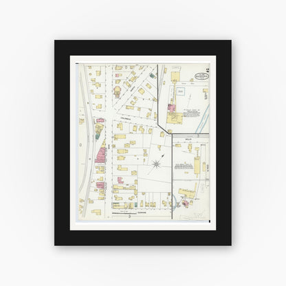 Old map wall art mockup — black gallery frame with white mat — Sanborn Fire Insurance Map from Bedford, Cuyahoga County, Ohio (1902), Sheet #0002