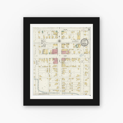 Old map wall art mockup — black gallery frame with white mat — Sanborn Fire Insurance Map from Farmland, Randolph County, Indiana (1899) - Complete Map Set