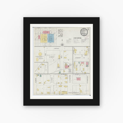 Old map wall art mockup — black gallery frame with white mat — Sanborn Fire Insurance Map from Griggsville, Pike County, Illinois (1894) - Complete Map Set