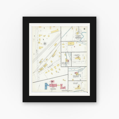 Old map wall art mockup — black gallery frame with white mat — Sanborn Fire Insurance Map from North East, Erie County, Pennsylvania (1905), Sheet #0006