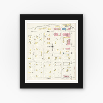 Old map wall art mockup — black gallery frame with white mat — Sanborn Fire Insurance Map from Somonauk, De Kalb County, Illinois (1921), Sheet #0002