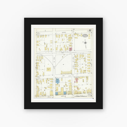 Old map wall art mockup — black gallery frame with white mat — Sanborn Fire Insurance Map from Palatka, Putnam County, Florida (1915), Sheet #0008