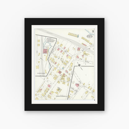 Old map wall art mockup — black gallery frame with white mat — Sanborn Fire Insurance Map from Cementon, Lehigh County, Pennsylvania (1911), Sheet #0002