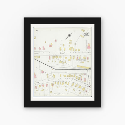 Old map wall art mockup — black gallery frame with white mat — Sanborn Fire Insurance Map from Ionia, Ionia County, Michigan (1924), Sheet #0007
