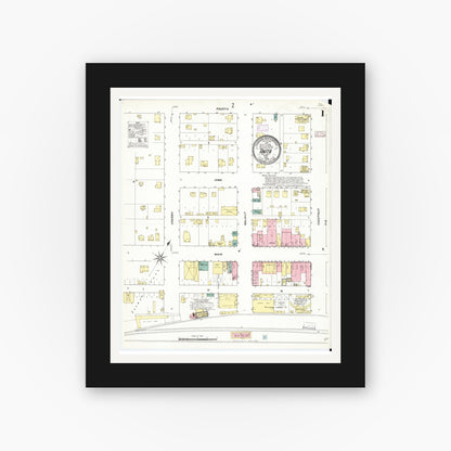 Old map wall art mockup — black gallery frame with white mat — Sanborn Fire Insurance Map from Anita, Cass County, Iowa (1909), Sheet #0001