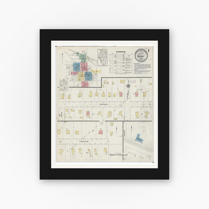 Old map wall art mockup — black gallery frame with white mat — Sanborn Fire Insurance Map from Barry, Pike County, Illinois (1913) - Complete Map Set