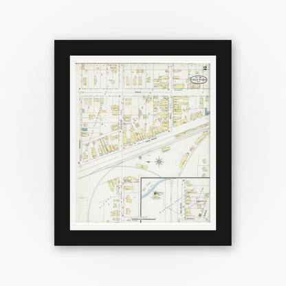 Old map wall art mockup — black gallery frame with white mat — Sanborn Fire Insurance Map from Eagle River, Vilas County, Wisconsin (1894), Sheet #0002