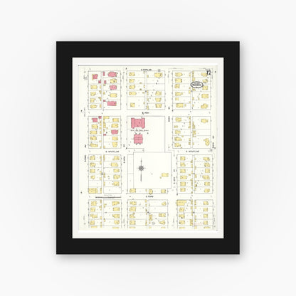 Old map wall art mockup — black gallery frame with white mat — Sanborn Fire Insurance Map from Herrin, Williamson County, Illinois (1922), Sheet #0017