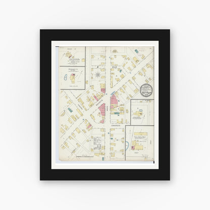 Old map wall art mockup — black gallery frame with white mat — Sanborn Fire Insurance Map from West Salem, Wayne County, Ohio (1893), Sheet #0001