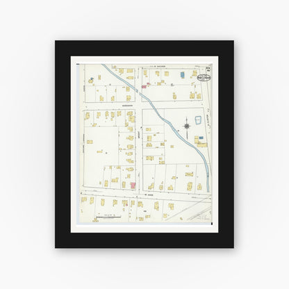 Old map wall art mockup — black gallery frame with white mat — Sanborn Fire Insurance Map from New London, Huron County, Ohio (1921), Sheet #0002