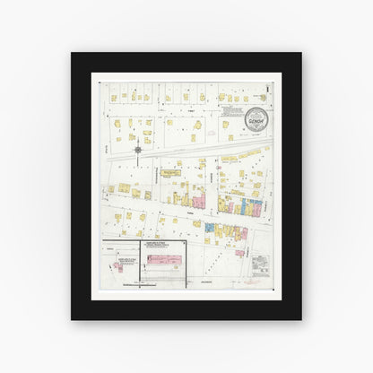 Old map wall art mockup — black gallery frame with white mat — Sanborn Fire Insurance Map from Genoa, De Kalb County, Illinois (1912) - Complete Map Set