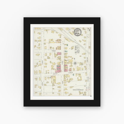 Old map wall art mockup — black gallery frame with white mat — Sanborn Fire Insurance Map from Wayland, Steuben County, New York (1897) - Complete Map Set