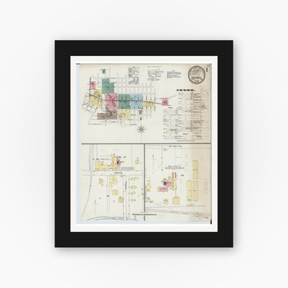 Old map wall art mockup — black gallery frame with white mat — Sanborn Fire Insurance Map from Van Wert, Van Wert County, Ohio (1895) - Complete Map Set