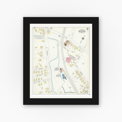Old map wall art mockup — black gallery frame with white mat — Sanborn Fire Insurance Map from Middletown, Orange County, New York (1910) - Complete Map Set