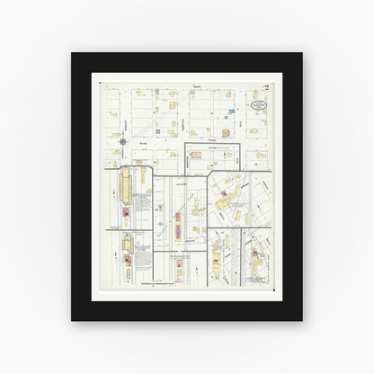 Old map wall art mockup — black gallery frame with white mat — Sanborn Fire Insurance Map from Kasota, Le Sueur County, Minnesota (1911), Sheet #0002