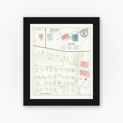 Old map wall art mockup — black gallery frame with white mat — Sanborn Fire Insurance Map from Italy, Ellis County, Texas (1912) - Complete Map Set