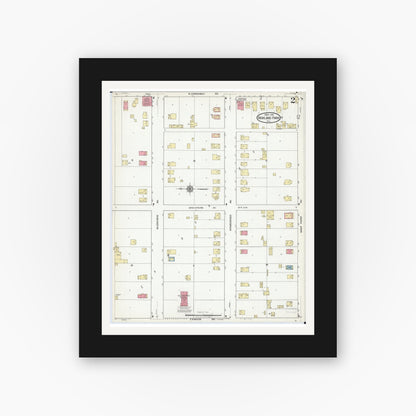 Old map wall art mockup — black gallery frame with white mat — Sanborn Fire Insurance Map from Highland Park, Lake County, Illinois (1918), Sheet #0002