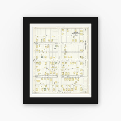 Old map wall art mockup — black gallery frame with white mat — Sanborn Fire Insurance Map from Saint Petersburg, Pinellas County, Florida (1913), Sheet #0006