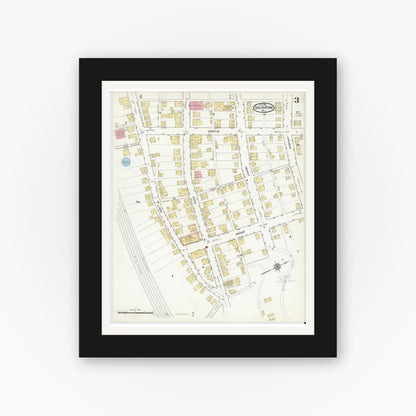 Old map wall art mockup — black gallery frame with white mat — Sanborn Fire Insurance Map from South Fork, Cambria County, Pennsylvania (1916), Sheet #0003