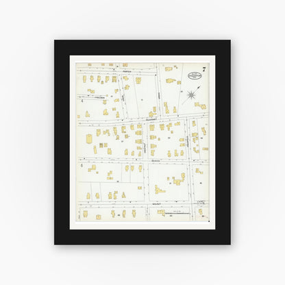 Old map wall art mockup — black gallery frame with white mat — Sanborn Fire Insurance Map from Stoughton, Norfolk County, Massachusetts (1901), Sheet #0007