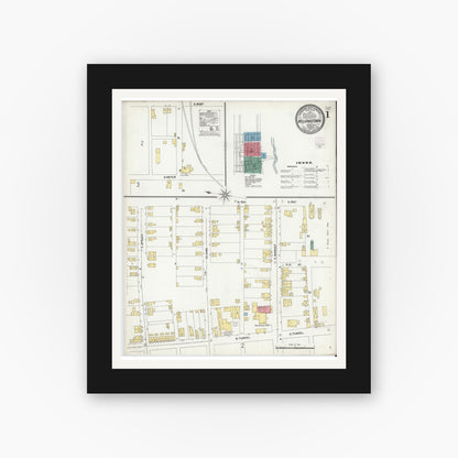 Old map wall art mockup — black gallery frame with white mat — Sanborn Fire Insurance Map from Williamstown, Dauphin County, Pennsylvania (1902) - Complete Map Set