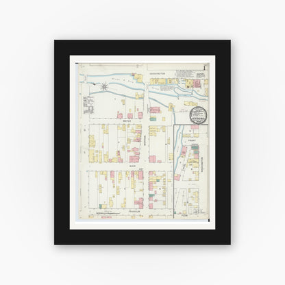 Old map wall art mockup — black gallery frame with white mat — Sanborn Fire Insurance Map from New Bremen, Auglaize County, Ohio (1892) - Complete Map Set