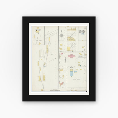 Old map wall art mockup — black gallery frame with white mat — Sanborn Fire Insurance Map from Shullsburg, Lafayette County, Wisconsin (1894), Sheet #0002