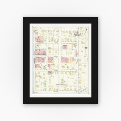 Old map wall art mockup — black gallery frame with white mat — Sanborn Fire Insurance Map from Johnston City, Williamson County, Illinois (1914), Sheet #0004