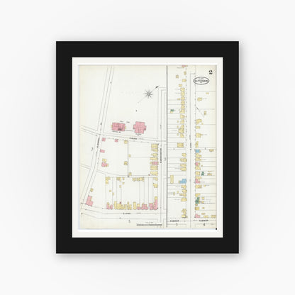 Old map wall art mockup — black gallery frame with white mat — Sanborn Fire Insurance Map from Shippensburg, Cumberland And Franklin Counties, Pennsylvania (1904), Sheet #0002