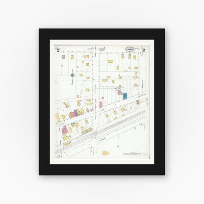 Old map wall art mockup — black gallery frame with white mat — Sanborn Fire Insurance Map from Lombard, Du Page County, Illinois (1925), Sheet #0002
