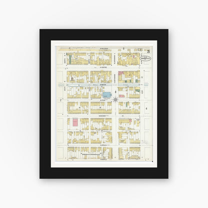 Old map wall art mockup — black gallery frame with white mat — Sanborn Fire Insurance Map from Mahanoy City, Schuylkill County, Pennsylvania (1902), Sheet #0003