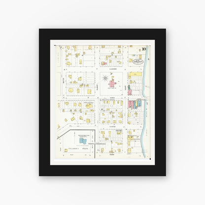 Old map wall art mockup — black gallery frame with white mat — Sanborn Fire Insurance Map from Charles City, Floyd County, Iowa (1902), Sheet #0010
