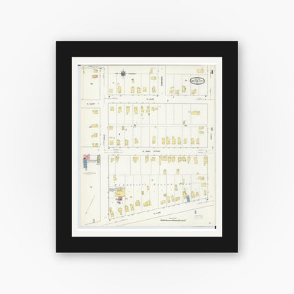 Old map wall art mockup — black gallery frame with white mat — Sanborn Fire Insurance Map from Boyne City, Charlevoix County, Michigan (1911), Sheet #0004