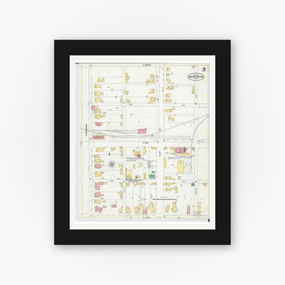 Old map wall art mockup — black gallery frame with white mat — Sanborn Fire Insurance Map from New Philadelphia, Tuscarawas County, Ohio (1901), Sheet #0003