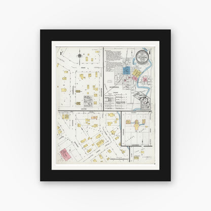 Old map wall art mockup — black gallery frame with white mat — Sanborn Fire Insurance Map from Chesaning, Saginaw County, Michigan (1925), Sheet #0001