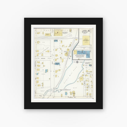 Old map wall art mockup — black gallery frame with white mat — Sanborn Fire Insurance Map from Ripon, Fond du Lac County, Wisconsin (1913), Sheet #0006