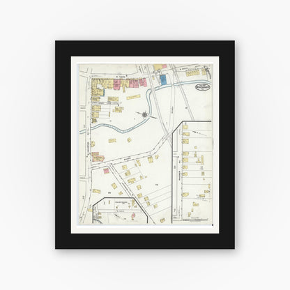 Old map wall art mockup — black gallery frame with white mat — Sanborn Fire Insurance Map from Montgomery, Lycoming County, Pennsylvania (1920), Sheet #0006