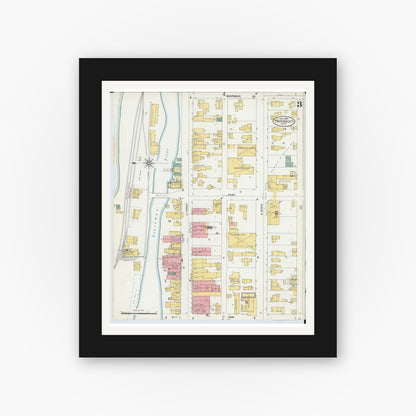 Old map wall art mockup — black gallery frame with white mat — Sanborn Fire Insurance Map from Traverse City, Grand Traverse County, Michigan (1904), Sheet #0003