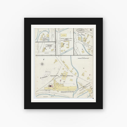 Old map wall art mockup — black gallery frame with white mat — Sanborn Fire Insurance Map from Ridgway, Elk County, Pennsylvania (1887), Sheet #0005