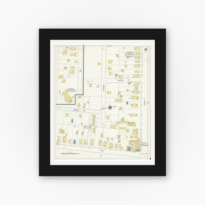 Old map wall art mockup — black gallery frame with white mat — Sanborn Fire Insurance Map from Sodus, Wayne County, New York (1911), Sheet #0006