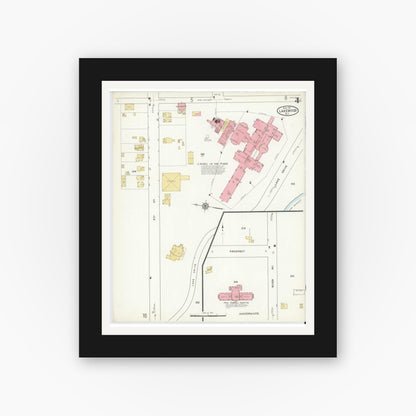 Old map wall art mockup — black gallery frame with white mat — Sanborn Fire Insurance Map from Lakewood, Ocean County, New Jersey (1916), Sheet #0004