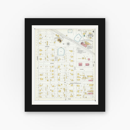 Old map wall art mockup — black gallery frame with white mat — Sanborn Fire Insurance Map from Mount Olive, Macoupin County, Illinois (1899), Sheet #0004