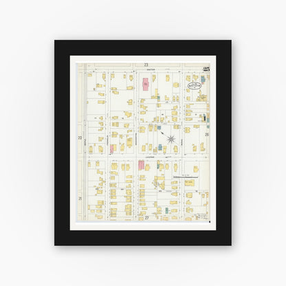 Old map wall art mockup — black gallery frame with white mat — Sanborn Fire Insurance Map from Pittston, Luzerne County, Pennsylvania (1903), Sheet #0025
