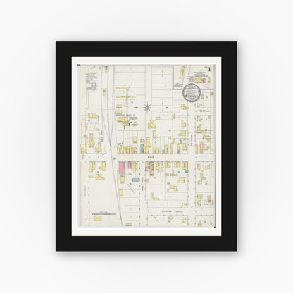 Old map wall art mockup — black gallery frame with white mat — Sanborn Fire Insurance Map from Seymour, Outagamie County, Wisconsin (1894) - Complete Map Set