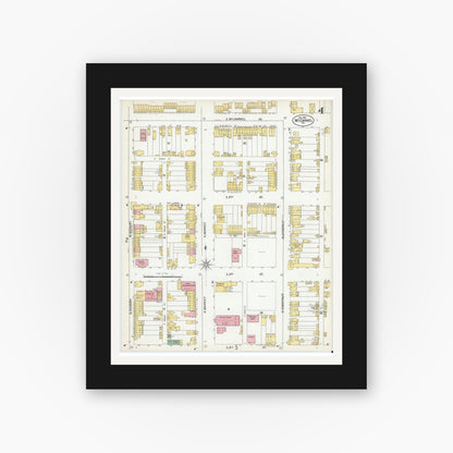 Old map wall art mockup — black gallery frame with white mat — Sanborn Fire Insurance Map from Mount Carmel, Northumberland County, Pennsylvania (1901), Sheet #0004