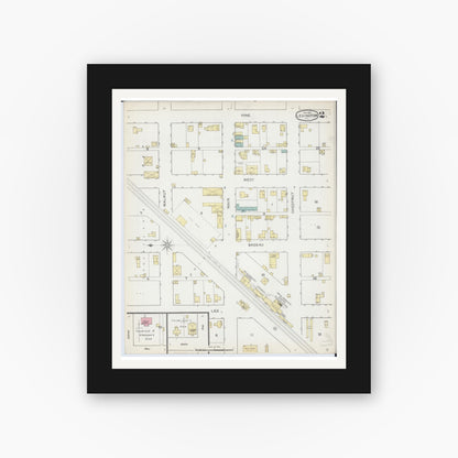 Old map wall art mockup — black gallery frame with white mat — Sanborn Fire Insurance Map from Lexington, McLean County, Illinois (1892), Sheet #0002